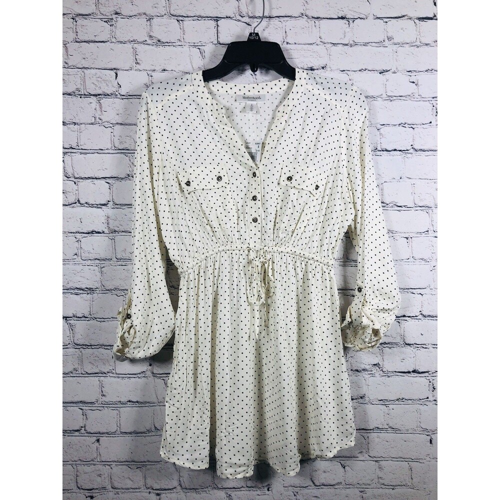 Motherhood Maternity  Button Front Long Sleeve Elastic Tie Waist Tunic Top‎ S
